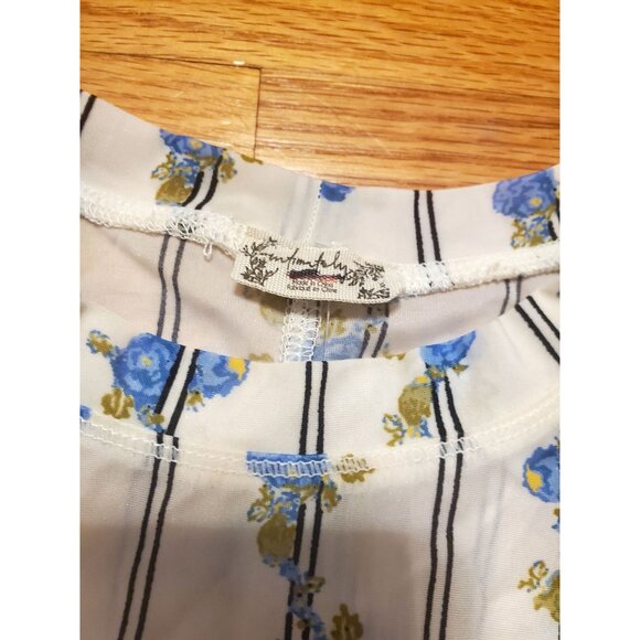 Intimataly Free People Floral Stripe Short Sleeve Stretch Top XXS - Picture 2 of 7